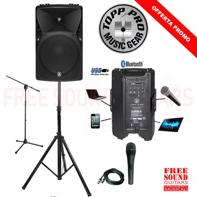 IMPIANTO AUDIO PROFESSIONALE 500watt USB BLUETOOTH karaoke Dj diffusione Musica