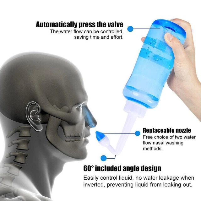 Neti Pot botella de lavado de nariz enjuague sinusal alergias alivio yoga riego DE-