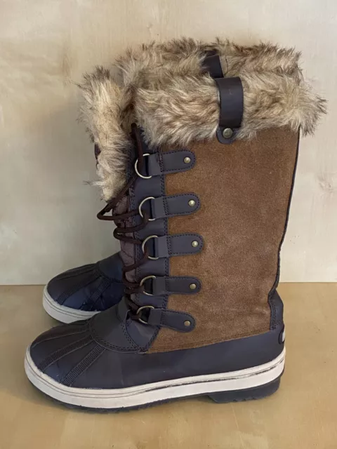 Khombu Insulated Winter Snow Boots - Leather - Faux Fur - Women's Size 8M