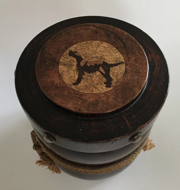 Antique / Vintage Japanese Export Tea Caddy with Dog Motif on Lid
