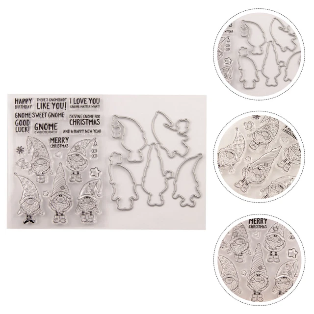 2 Pcs Christmas Die Set Gnome Clear Snowflake Stamp Card Making Portable