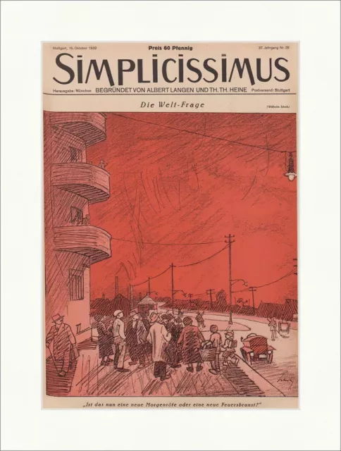 Titelseite der Nummer 29 von 1932 Wilhelm Schulz Weltfrage Simplicissimus 1926