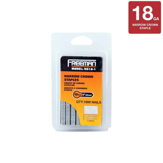 1 in. 18-Gauge Glue Collated Narrow Crown Staples (1000 Count)