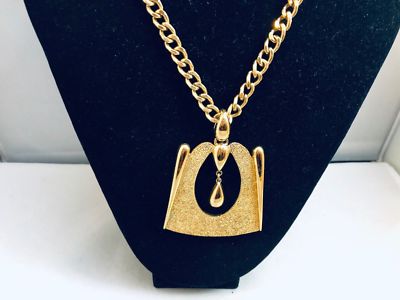 COLLANA  FIRMATA TRIFARI CROWN CATENA DOPPIA  IN TONO ORO LUCIDO  CON PENDENTE 