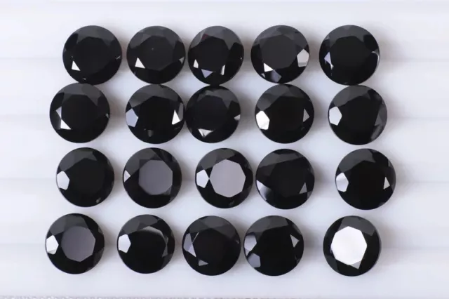 [Wholesale] Natural Black Onyx Faceted Round Shape Loose Gemstone