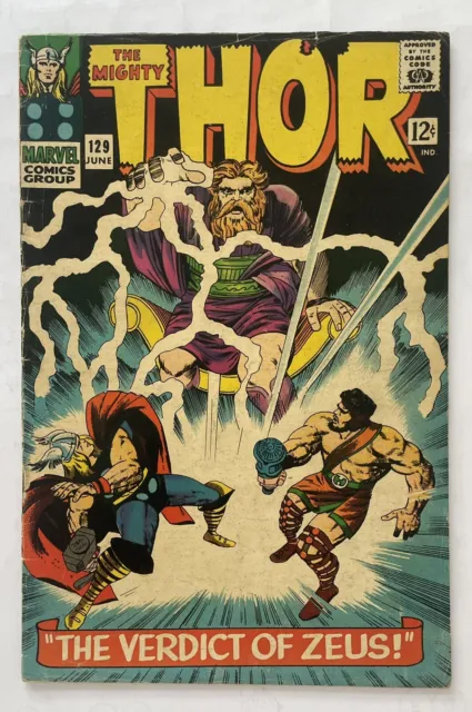 Thor #129. June 1966. Marvel. Vg/Fn. 1St App Of Artemis, Hephaestus & Tana Nile!