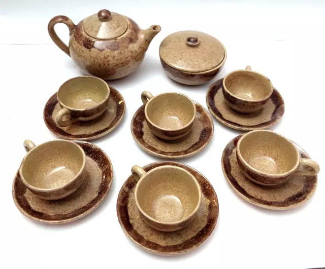 Tee Service Studio Keramik Ensemble für 6 Personen 14 Teile Handarbeit