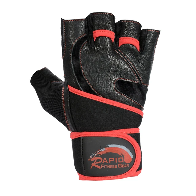 Gants de levage de poids RAPIDE cuir longue sangle poignet gymnastique exercice 5