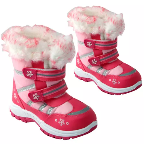 **Girls Winter Kids Fur Snow Moon Mucker Waterproof Wellington Wellies Boot Shoe