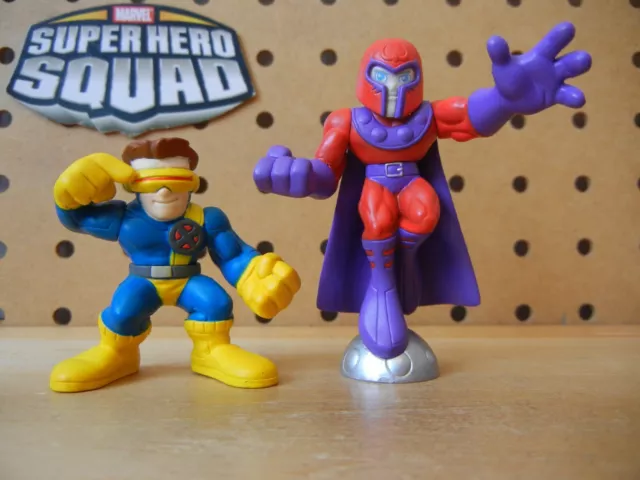 Marvel Super Hero Squad COMPLETE Wave 1 CYCLOPS & MAGNETO Floating X-Men Villain