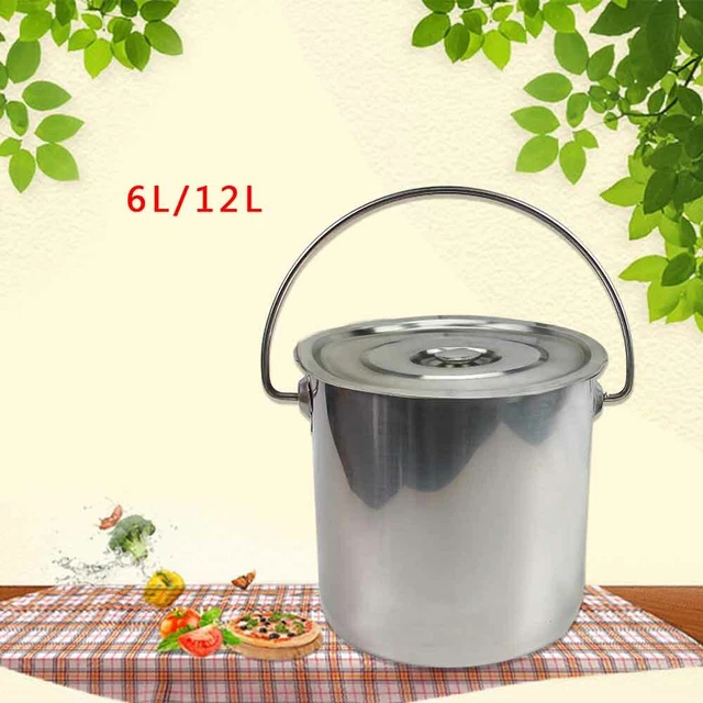 12 litros cubo de acero inoxidable cubo de cocina cubo de alimentación cubo de leche enfriador de vino espumoso con tapa