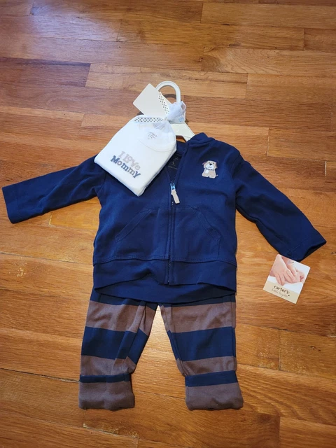 Carters Little Layette I Love Mommy 3 Piece Set.  Cardigan, Bodysuit, Pants.