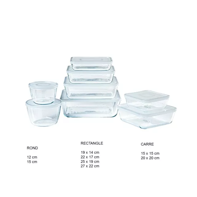 Lot de 9 plats de conservation en verre avec couvercle à valves vapeur -  Cook&Heat - Cook & Heat - Pyrex® - Offrir Retailers