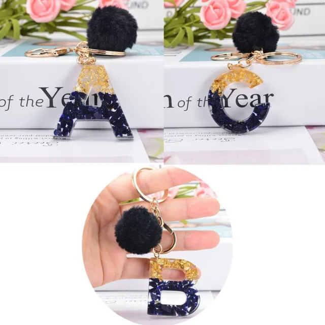 Material Couple Gift Glitter Keyring Pendant Letter Keychain Alphabet Key Chain