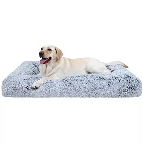 CHAMPETS Washable Dog Bed for Crate, Grey, 35X23,Large Dog Bed Washable for Smal
