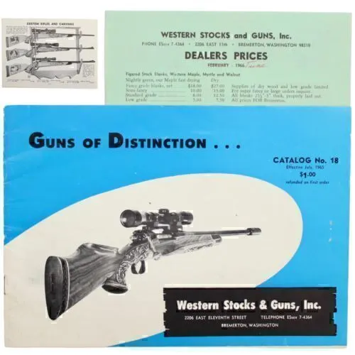 1965 catálogo de rifles personalizados armero acciones occidentales y armas Bremerton WA Mauser