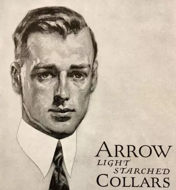 Arrow Light Starched Collars Troy NY Vintage Antique Print Ad 1916