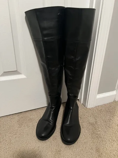 Vince Camuto Bendra Tall Riding Black Leather Boots Womens Size 10