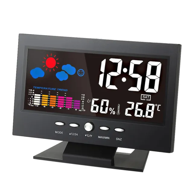 Nuovo termometro igrometro digitale stazione meteo sveglia calendario a colori