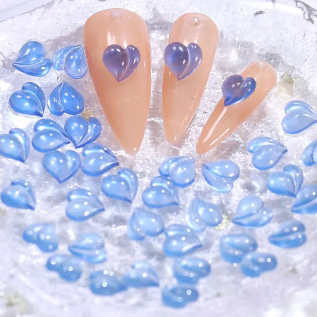 3D Cristal Pêche en Forme de Coeur Ongle Manucure Transparent Strass Ongle Art