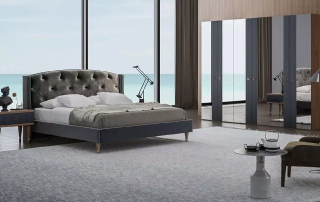 Moderne Chesterfield Chambre à Coucher Set Design Lit Double Nachttische
