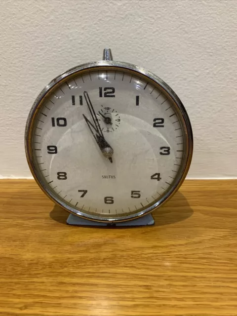 Vintage Smiths Alarm Clock Enamal blue. Made in england