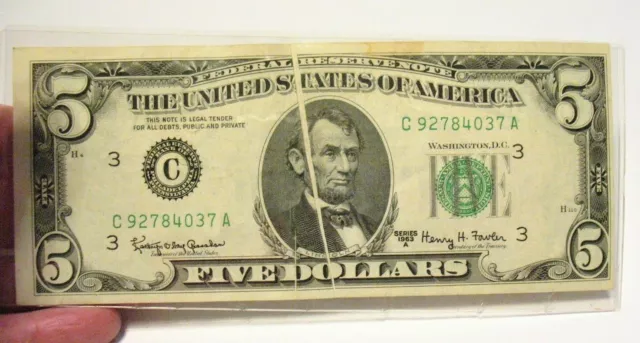 ERROR $5 FIVE Dollar Bill DOUBLE STAMPED 2 in Serial Number & Uneven ...