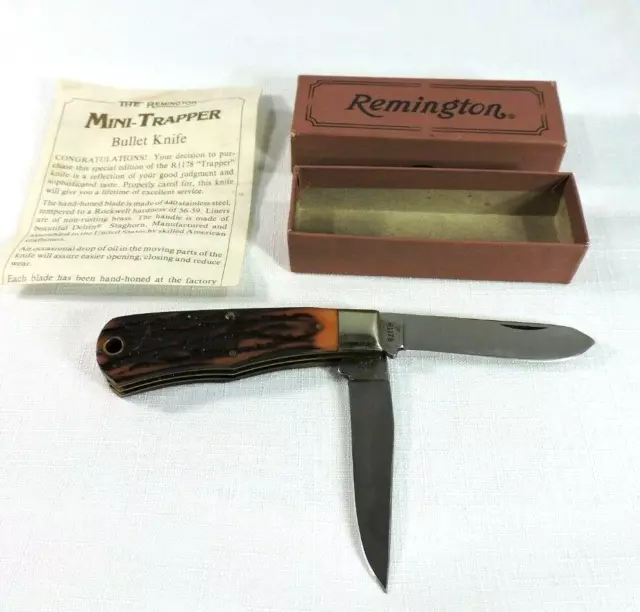 NEW Remington UMC Mini Trapper Bullet Shield POCKET KNIFE Two Blade R1178 1991