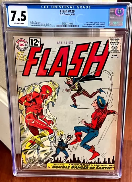 Flash #129 DC 1962 CGC 7.5 VF- 2nd Golden Age Flash in Silver Age, 1st GA JSA