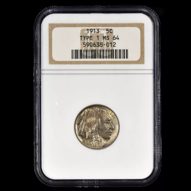 1913-P Buffalo Nickel ✪ Ngc Ms-64 ✪ 5C Type 1 T1 Coin Uncirculated Bu ◢Trusted◣