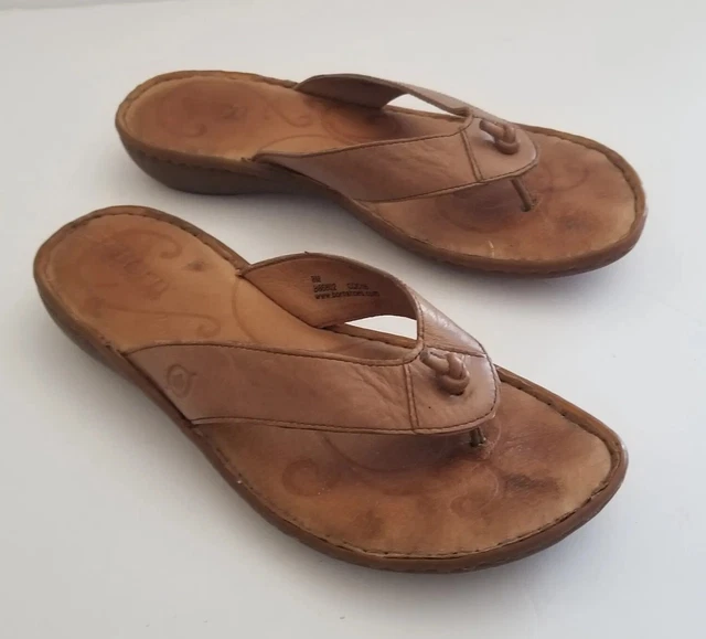 Born Women's Opanka Leather Flip Flops Thong Sandal Size 8M Brown