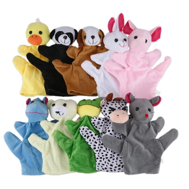 Bunblic 2 Pcs Marionnette à Main Animal avec Bouche Mobile Marionnettes Éducatives de Dessin Animé Animal en Peluche pour Jeu Outil d'Enseignement lion et rat