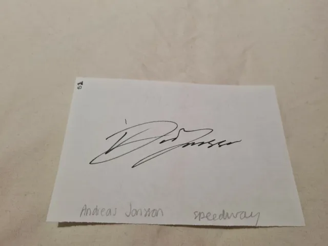 Andreas Jonsson Hand Signed Autograph Signature 52 Speedway Racing Rider SGP