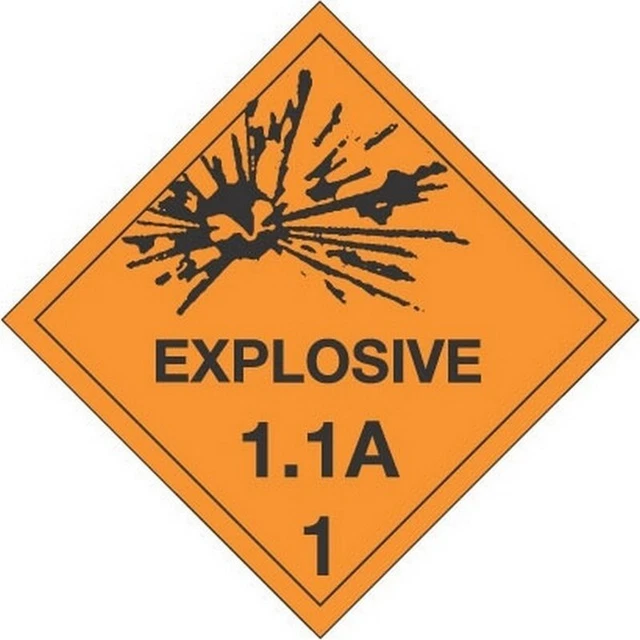 4" x 4" Explosive 1.1A D.O.T. Class 1 Hazard Labels (500 per Roll)