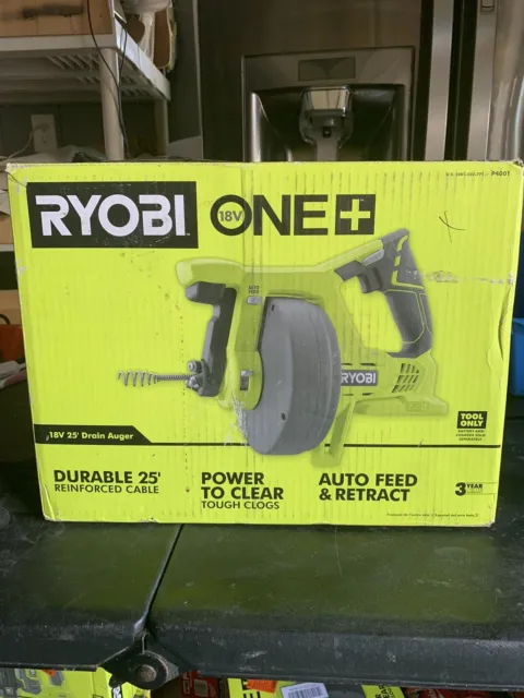 RYOBI 18V One+ Cordless 25' Drain Auger Kit w/ 4.0aH Battery Model# P4001