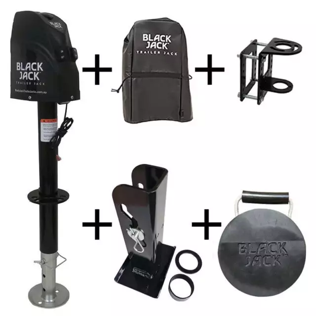 Black Jack Trailer Jack with Clamp Electric Powered Jockey Lift with Folding