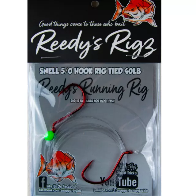 3x Reedy's Running Rig Snell Hook 40lb 5/0 6/0 Suicide Hook Kingfish Snapper 2