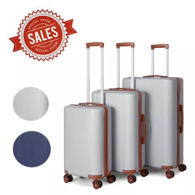 3 Piece Luggage Set Carry-On Travel Trolley Suitcase ABS Spinner Hardside w/TSA