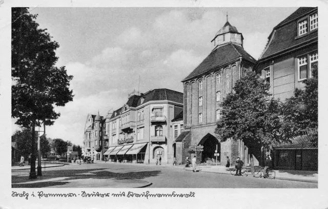 Stolp Słupsk Pommern Strasse, Fahrradfahrer Feldpostkarte 1940