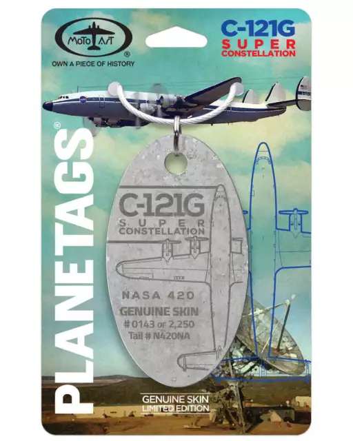 NASA C-121G Super Constellation Tail #N420NA Patina Metal Airplane Skin Bag Tag