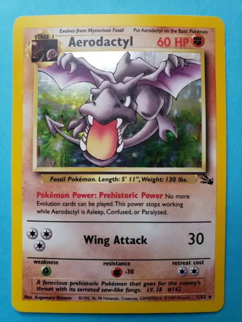 Near Mint Aerodactyl Holo Rare Fossil Set Collection 1/62 Original