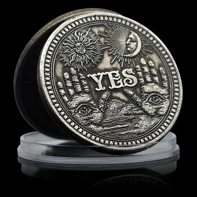 Yes No Decision Coin Hobo Nickel The Eye of God Challenge Medal in Capsule