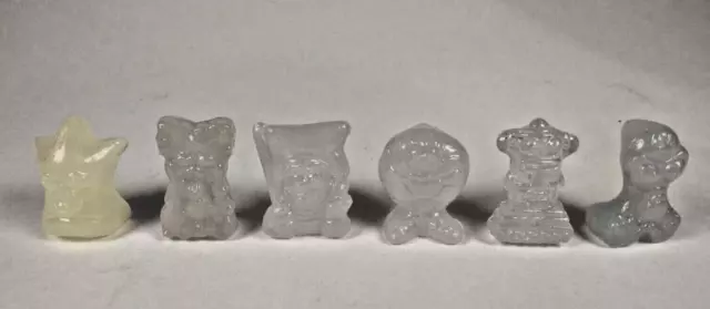 Lot of 6 Glow in the Dark Clear Gogos Crazy Bones Mix Transparent Vintage