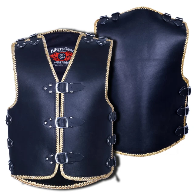 Elite HD 3-4 mm gilet moto in pelle resistente cinturino fibbia giacca club biker