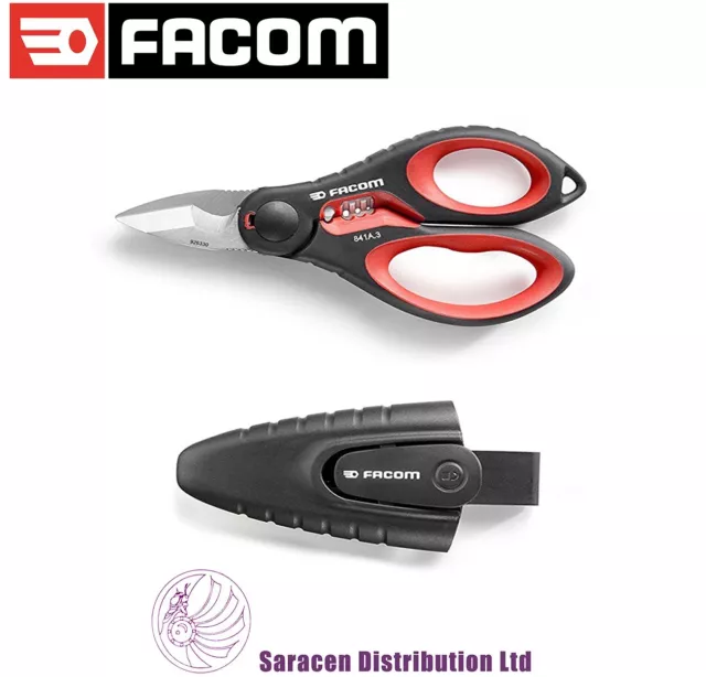 Facom Heavy Duty Electricians Scissors With Holder - 841A.3