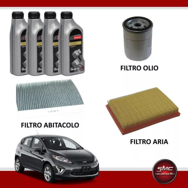 Kit Tagliando Ford Fiesta V 1.2 55Kw 75Cv Da 05/2002 A 06/2008 + Olio Ford 5W30