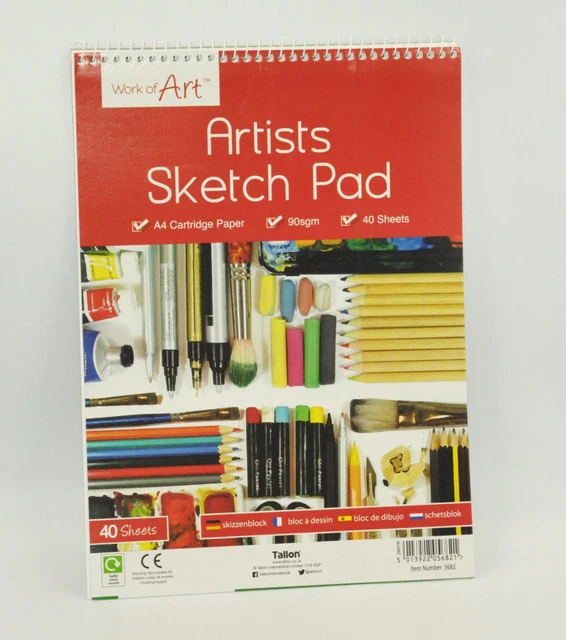 A4 SIZE SKETCH Pad White Drawing Artist Paper on Spiral Book 80 Pages ...