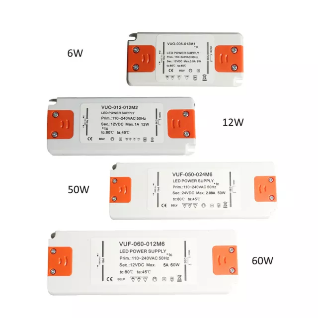 6W 12W 30W 40W 50W 60W LED Transformator Trafo 230V auf 12V/24V Netzteil Treiber