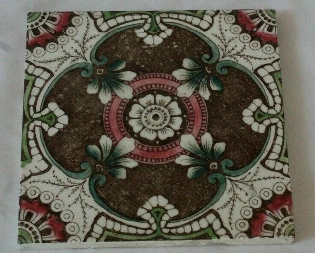 ELEGANT colourful ANTIQUE flowerheads ENGLISH TILE