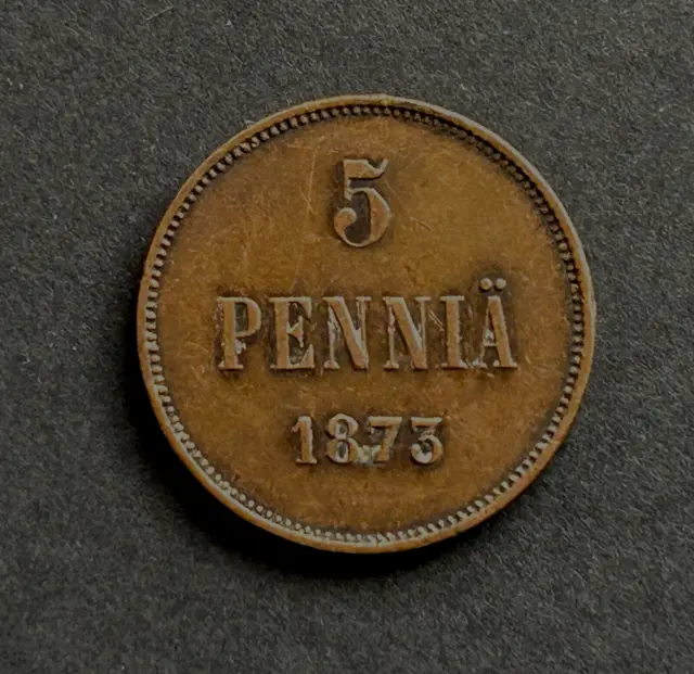 Finland, 1873, Copper 5 Pennia Coin